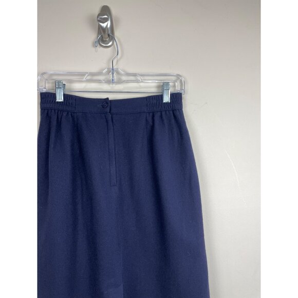 VTG Sag Harbor Petite Wool Pencil Skirt Womens 6P Navy Lined - Picture 3 of 5